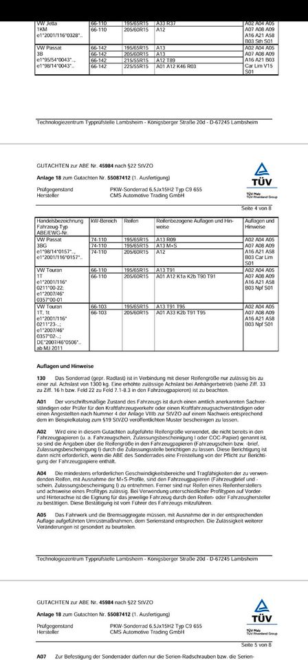 Alufelgen 15 Zoll - 15 Zoll Felgen - Alufelgen - Felgen VW, Audi in Dobin am See