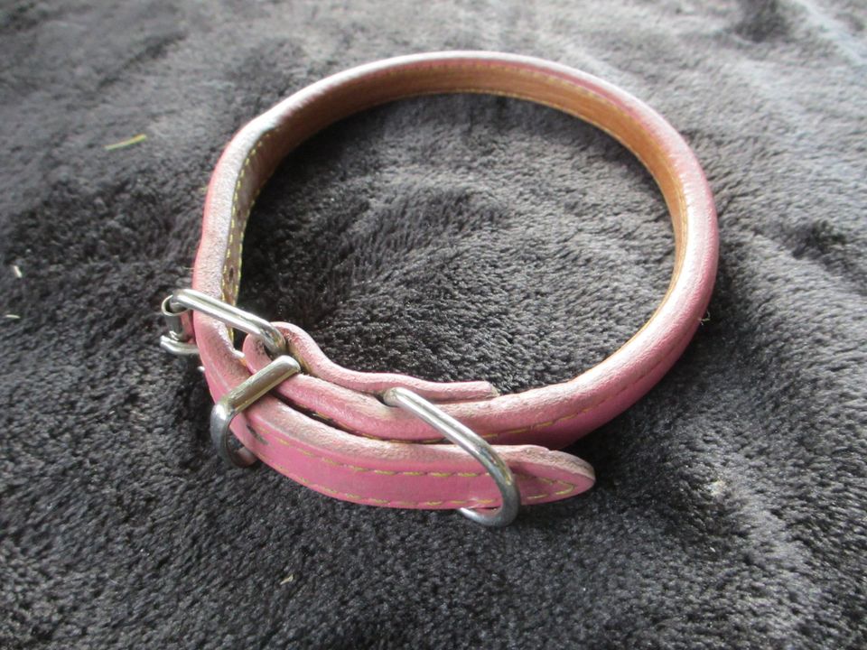 Hundehalsband KESSI Pink Leder Halsband  HUNDE Collar  45 cm in Lutzingen