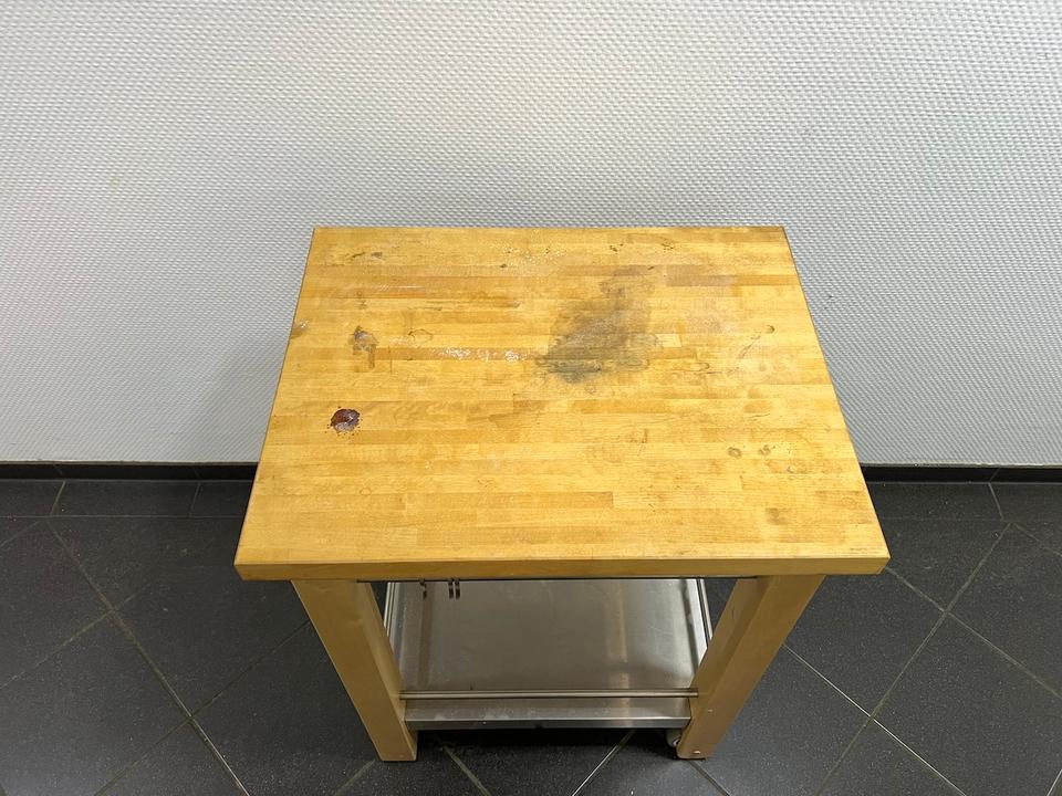 Holz Servierwagen Beistelltisch mit Edelstahl Boden 65x51cm in Bielefeld