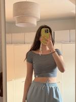 Gestreiftes cropped Top mit Ärmeln | Pull&Bear Stuttgart - Wangen Vorschau