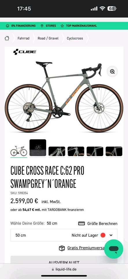 Cube Cross Race C:62 Pro Swampgrey Orange in Breidenbach (bei Biedenkopf)