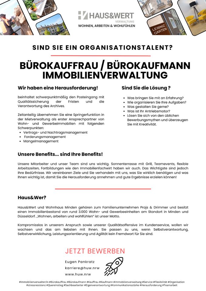 Bürokauffrau / Bürokaufmann Immobilienverwaltung in Minden