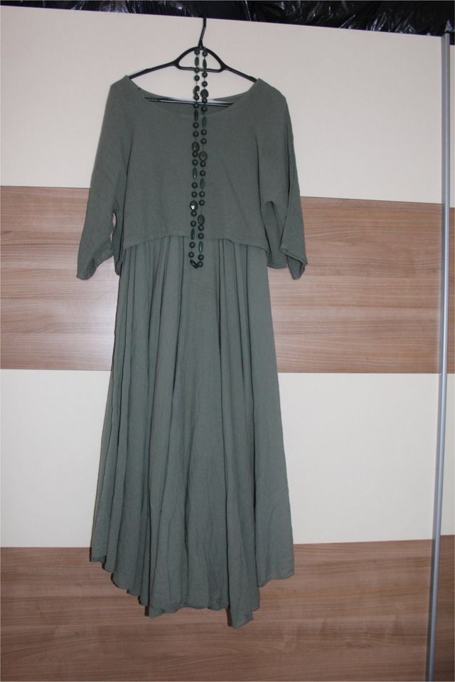 Kleid, leicht, Glocken-kleid 2tlg in Jade - A-Linie, weite Glocke in Kläden