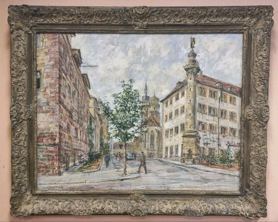 Großes Ölgemälde Karl Walther (1905-1981) Stadtbild Stuttgart in München