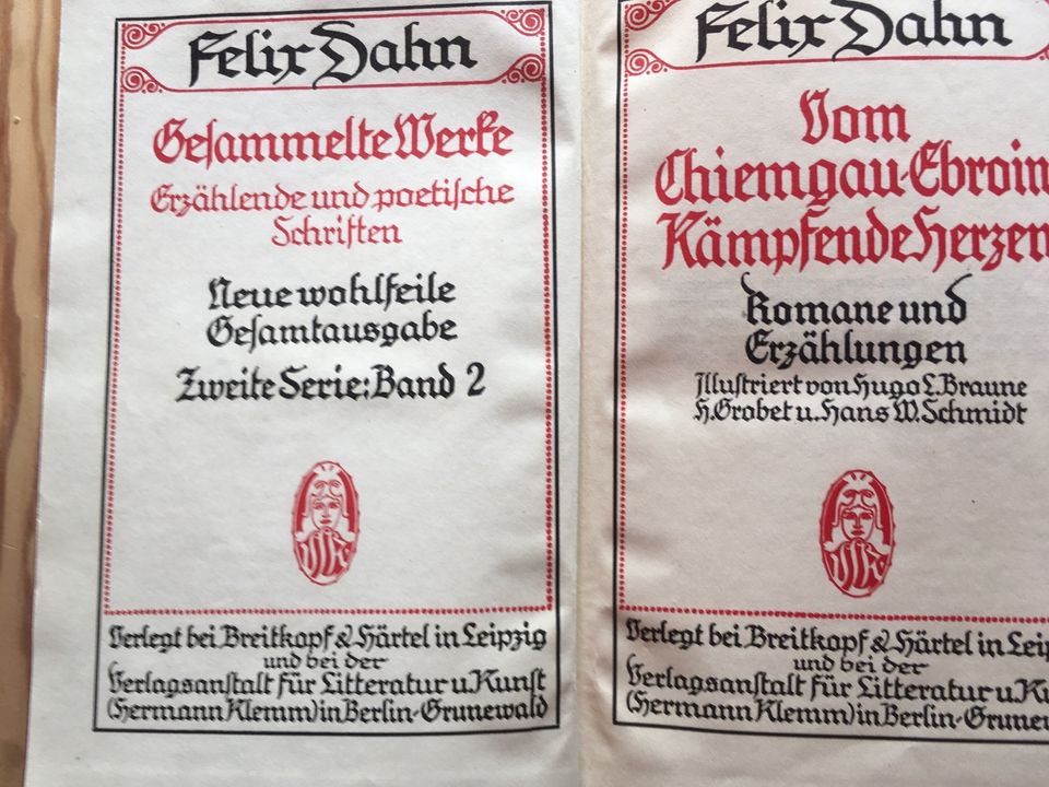 Felix Dahn:Gesammelte Werke, Serie 1+2, 16 Bde., ca 1900-20 in Westerburg