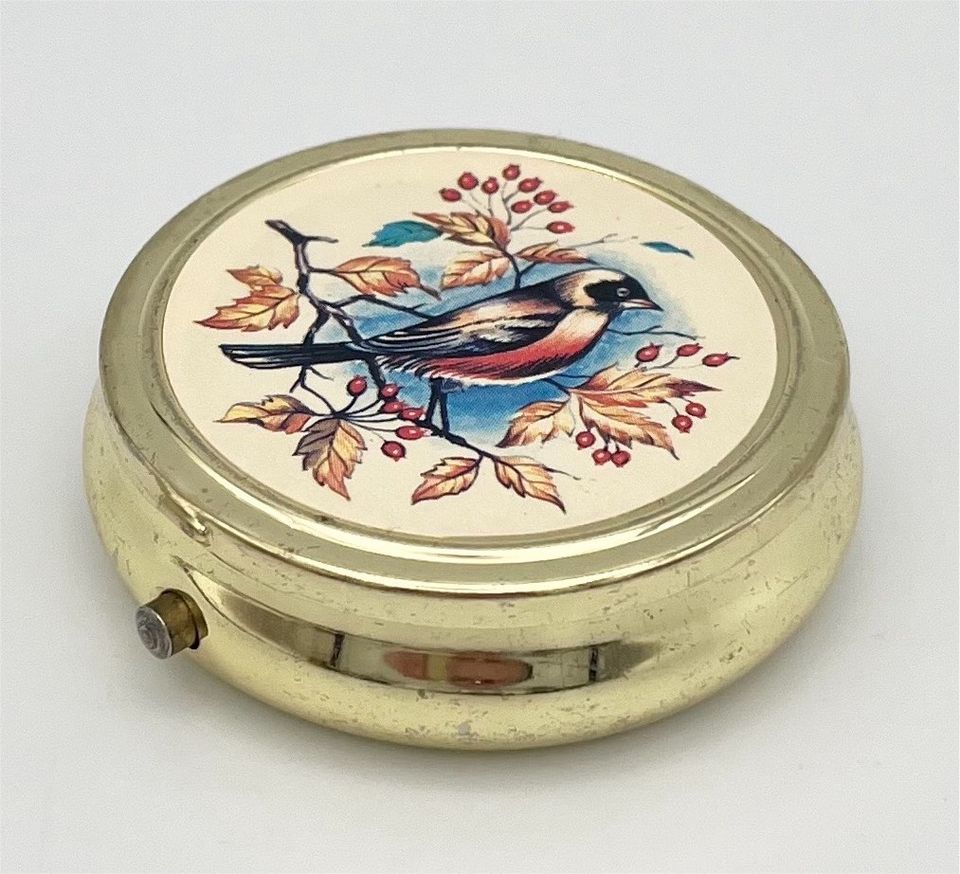 Vintage Pillendose Schmuckbox Vogel Gold Schatulle Sammler RAR in Schwerin