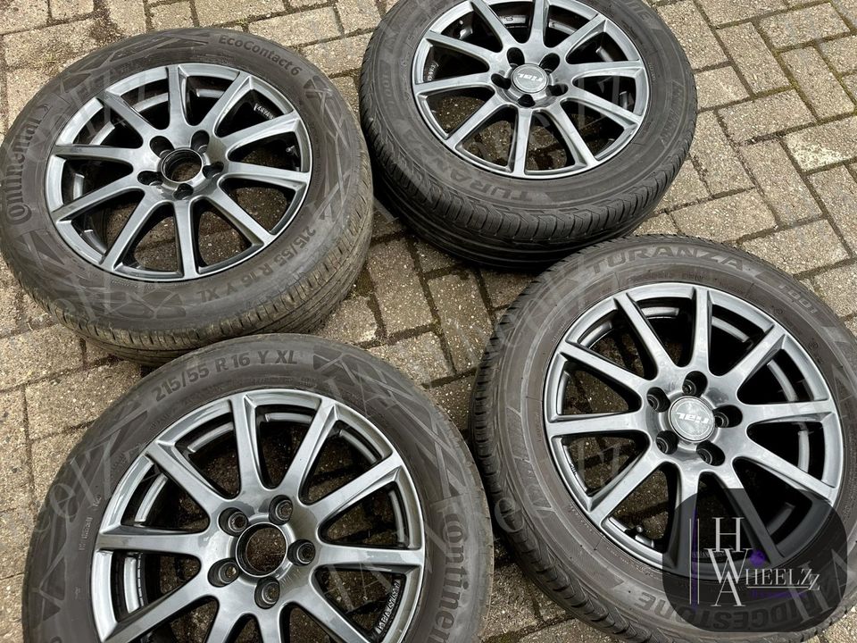 RIAL Alufelgen grau Sommerräder 5x112 ➡️ 215/55 R16 Sommerreifen ➡️ Audi A3 8V Ford Tourneo Connect Transit VW Caddy SK 2K Seat Leon 5F KL Skoda Octavia 5E NX Golf 5 6 7 8 Passat➡️Sommer Reifen Felgen in Bünde