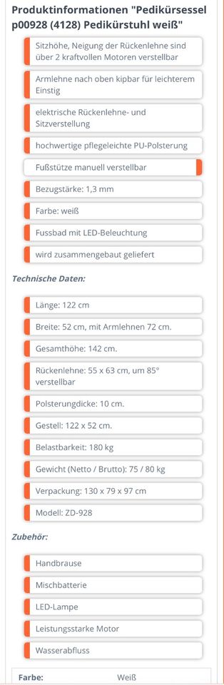 Pedikürestuhl mit Waschbecken zu verkaufen in Köln