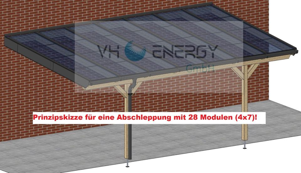 Terrassenüberdachung inkl. Glas Solar PV-Modulen 2,9kWp (Bausatz) in Kutenholz