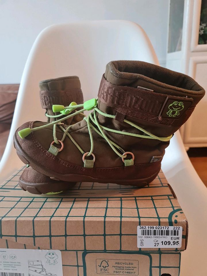 Snowboot Econyl Snowy Frog, green olive, Affenzahn, Gr. 27 in Landshut