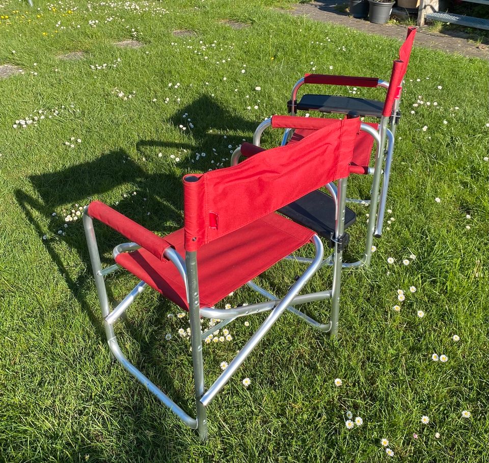 Isabella Campingstühle / Regiestühle rot mit Seitenablage in Karlsfeld