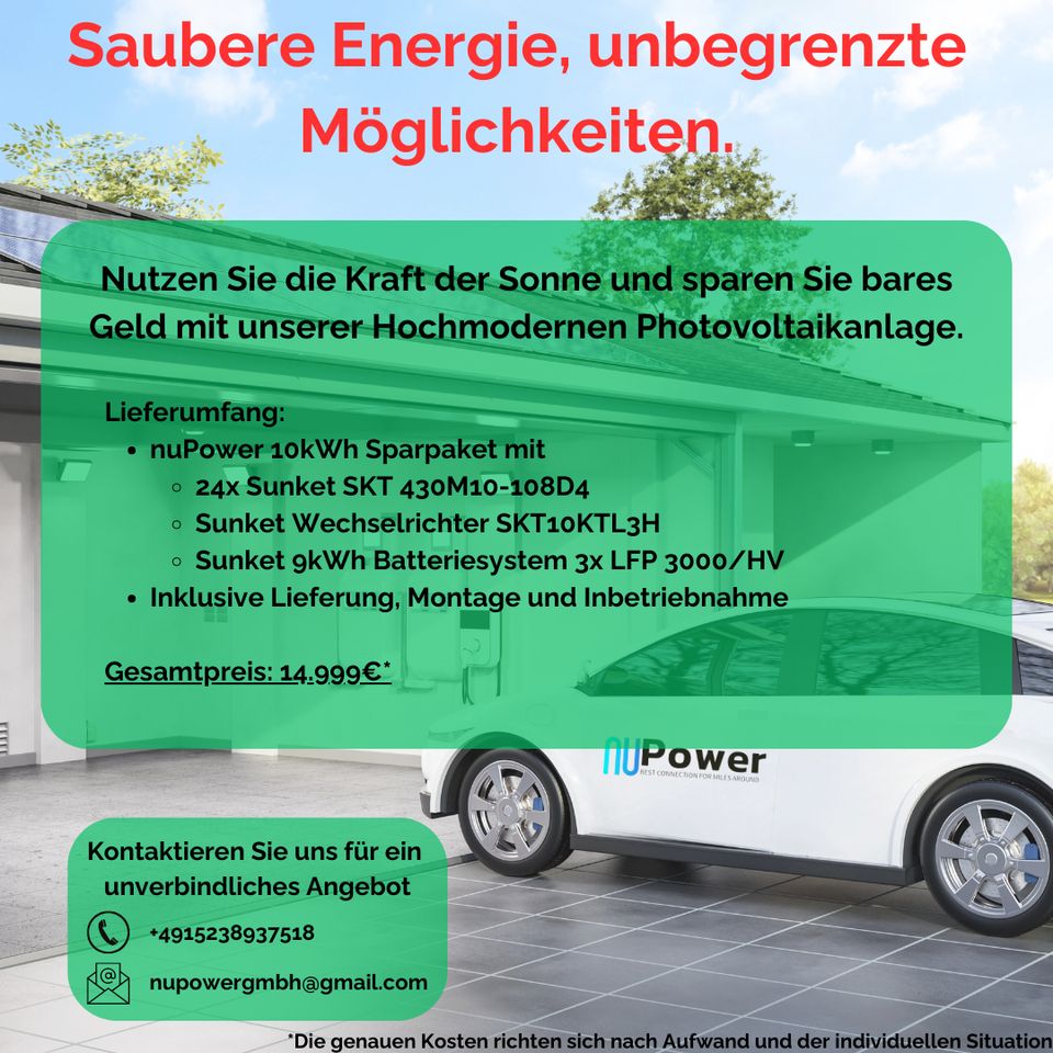 PV Solar Anlage 10kWh Sunket Full Black bifazial Glas-Glas in Eschweiler