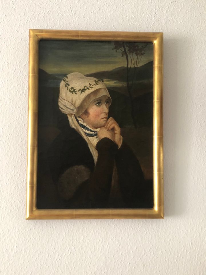 Antikes Ölgemälde Bild Portrait Edeldame Biedermeier 30x40 cm in Unterhaching