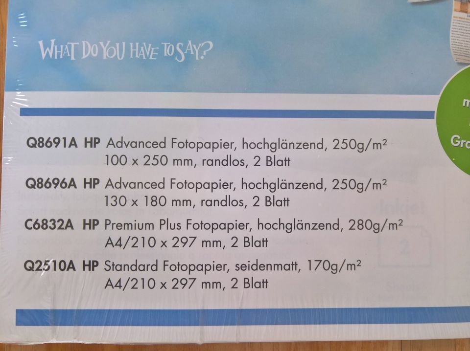 HP Foto-Papier hoch-glänzend 250 g Q8691A Q8696A C6832A Q2510A in Berlin