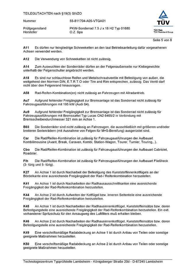 Alufelgensatz OZ Gemini VW / Audi / Seat / Skoda 18 Zoll ABE in Trieb