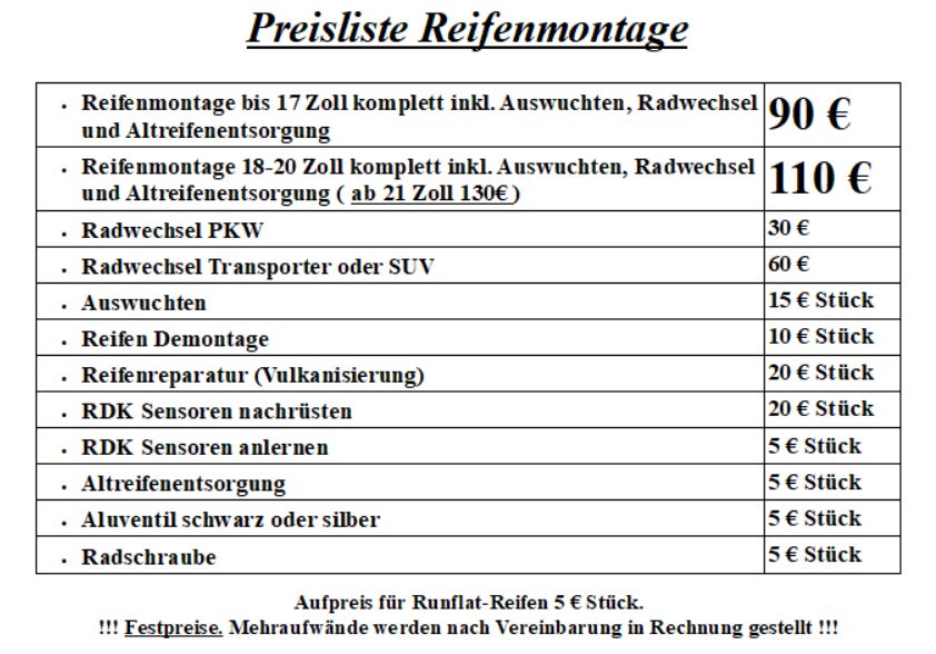 Reifen Montage 15 16 17 18 19 20 21 Zoll Alufelgen Räder wuchten in Iserlohn