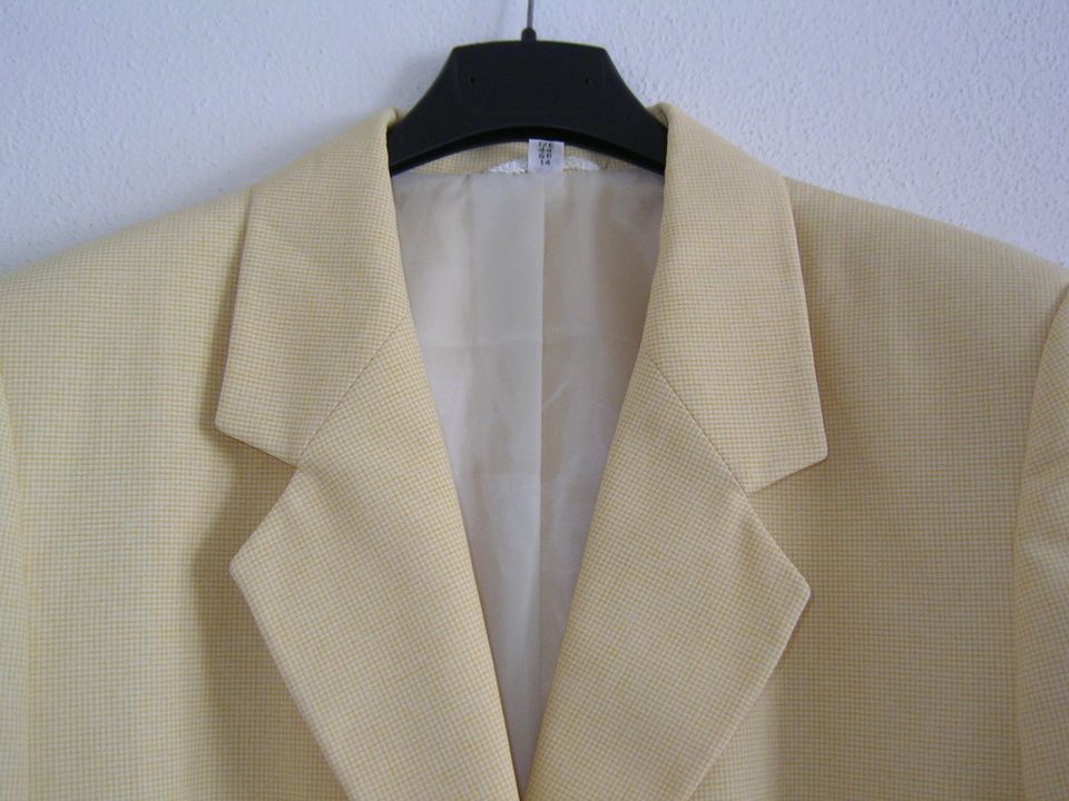 Damen Blazer Jacke Gr 42 gelb kariert klassischer Schnitt NEU in München