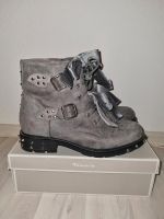 Extravagant, Biker Boots, Nieten, Velours, Grau, Schleifendetail, Baden-Württemberg - Ludwigsburg Vorschau