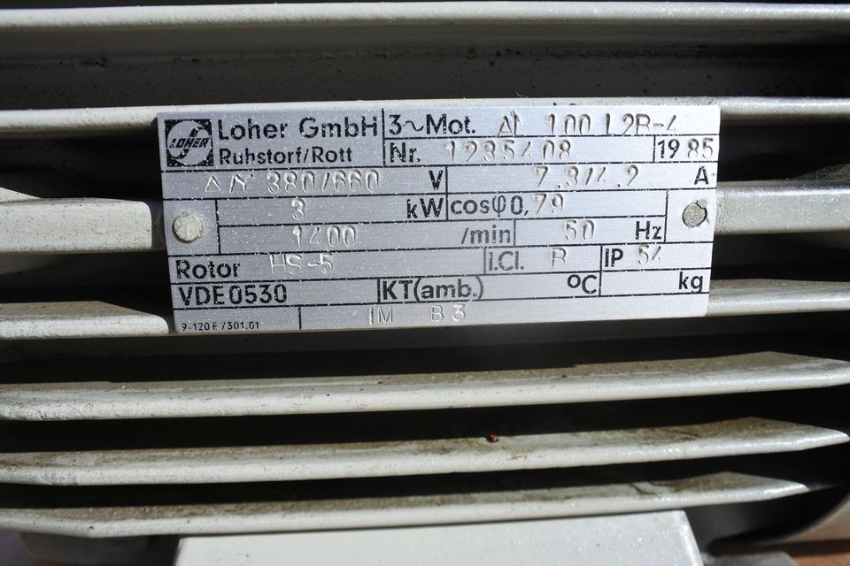 Loher Elektromotor , Drehstrommotor 3kw , 1400 U/min in Ratekau