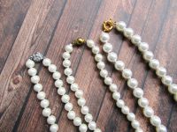 1 Perlenkette weiß Glaswachsperlen ca. 43 cm gold oder silber Nordrhein-Westfalen - Siegen Vorschau