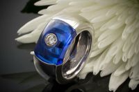 CADEAUX Designer Ring blau mit Solitär BRILLANT in 750er Weißgold Nordrhein-Westfalen - Wegberg Vorschau