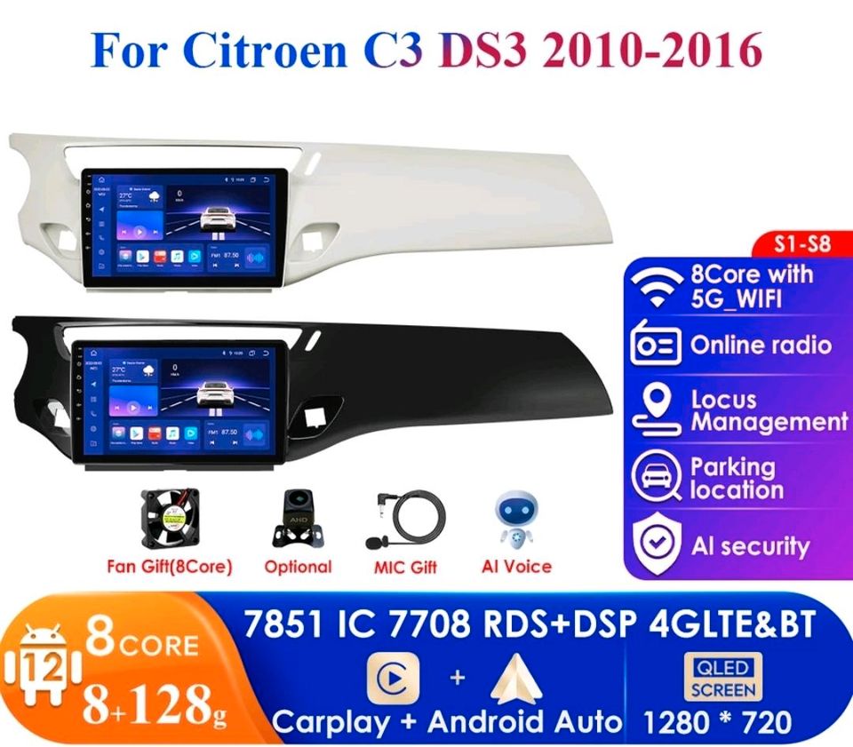 Android Autoradio Citroen C3 2012-2016 Multimedia Navi 4G Carplay in Burghausen