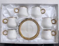 Kaffee/ Mokka Tassen 6 er Set in weiß mit Gold mit 6 Untertassen Nordrhein-Westfalen - Marsberg Vorschau