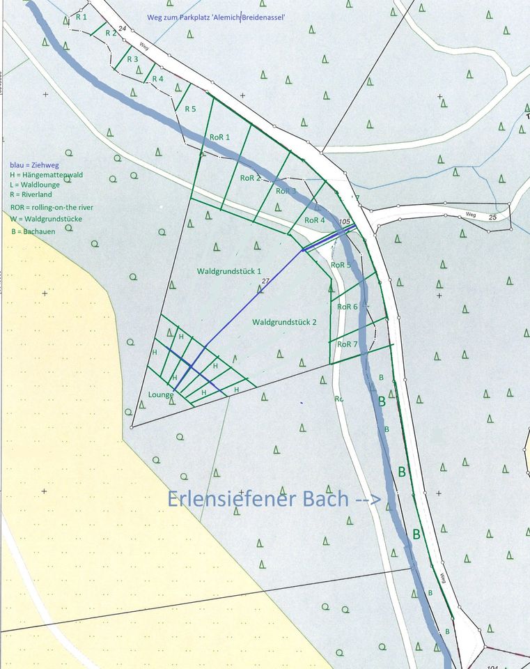 3 Waldgrundstücke  mit Bachlauf 17min. v. Köln-Ost in Overath