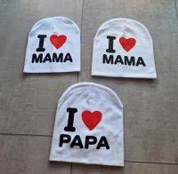 love Mama und Papa Mützen je 4€ neu UNISEX  zweilagig 5 Monate bi Nordrhein-Westfalen - Hagen Vorschau