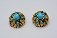 Vergoldete Ohrclips mit blauen Steinen - Italy - Vintage Kr. München - Haar Vorschau
