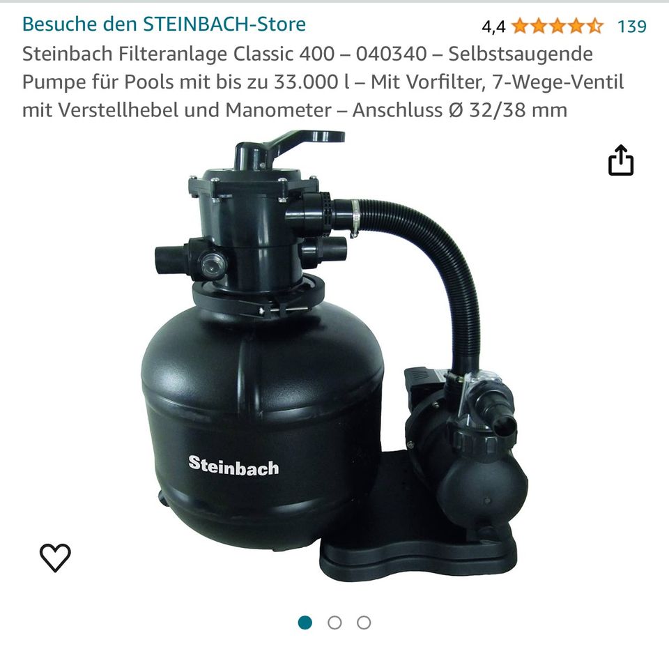 Pool 488cm 20.000l Neu mit Steinbach Pumpe und viel Zubehör in Inden