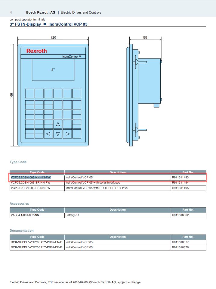 VCP05.2DSN-003-NN-NN-PW Bosch Rexroth R911311493 Display HMI in Traitsching