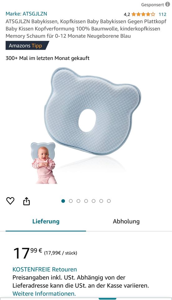 2x  Baby kopfformkissen blau in Minden