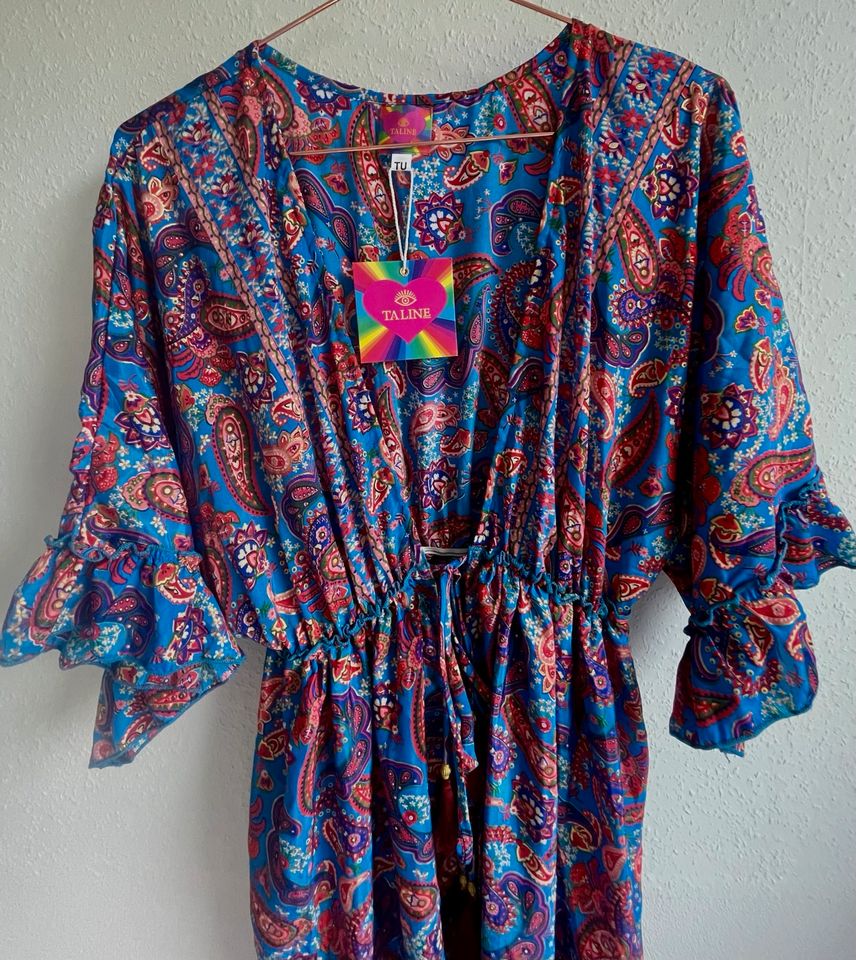 Mantel Kimono OneSize Paisley blau bunt Seide edel Boho Ibiza neu in Wachtberg