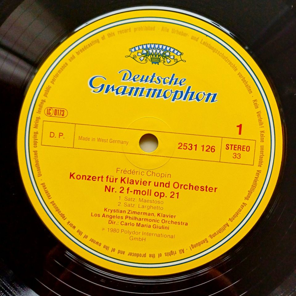 FRÉDÉRIC CHOPIN "Klavierkonzerte 1&2, K.Zimmerman (LP/Vinyl,1980) in Centrum