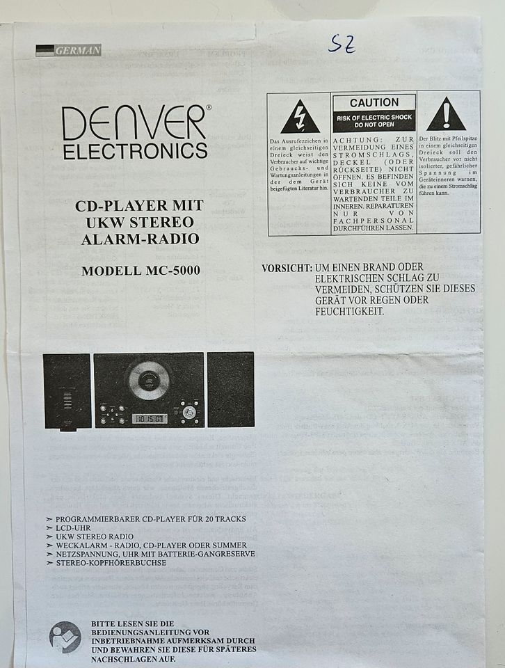 Stereoanlage Denver MC- 5000, CD-Player, Radio, Wecker in Schwerin
