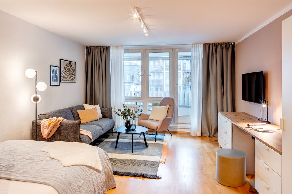 Maxvorstadt: Großzügiges 1-Zimmer Apartment mit West-Loggia in München