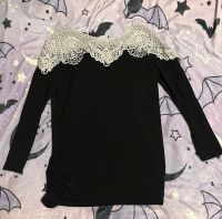 Schwarz weiß Oberteil spitze Korea Kpop goth Lolita harajuku emo Leipzig - Großzschocher Vorschau