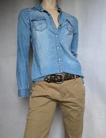 Mexx Jeansbluse Western Style Damen Blau XS 34 Druckknöpfe Bayern - Lichtenfels Vorschau