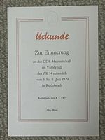 Urkunde DDR-Meisterschaft im Volleyball Rudolstadt 1979 Sachsen-Anhalt - Merseburg Vorschau
