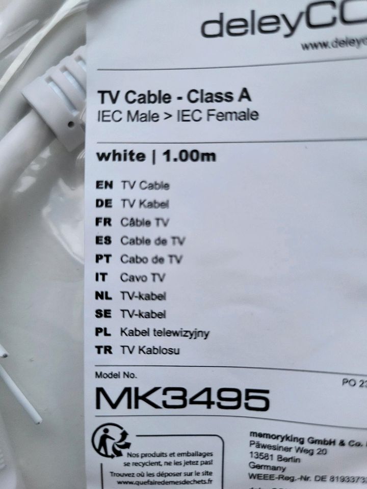 TV KABEL 1 METER in Arnsberg