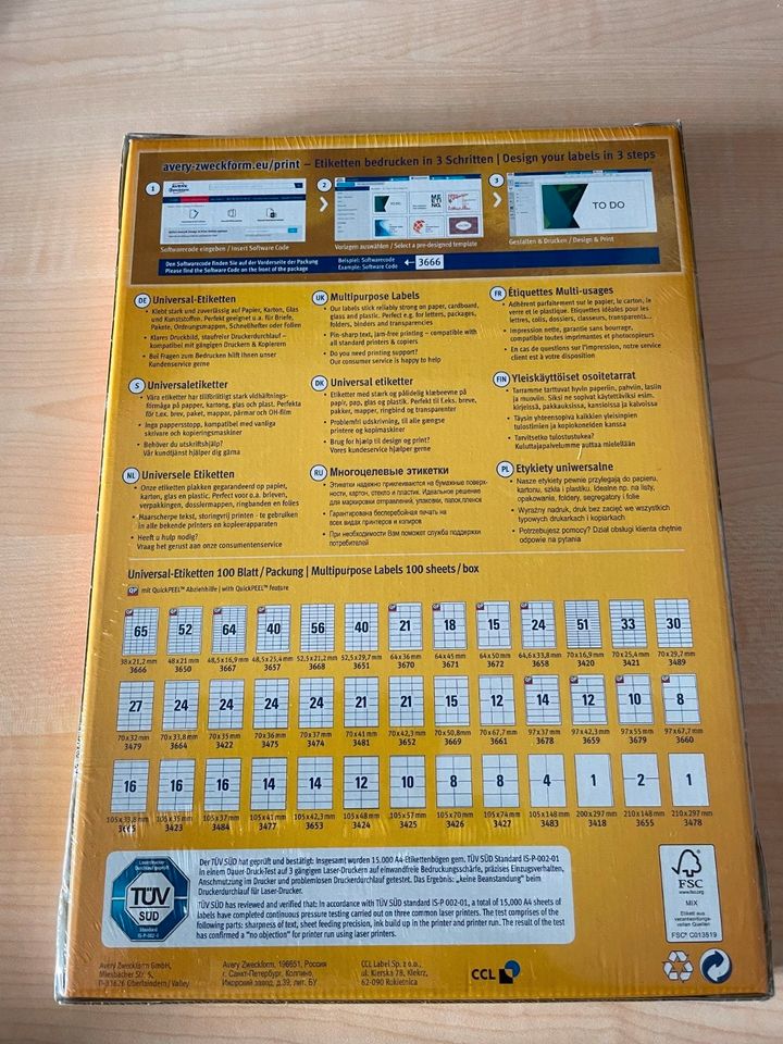 Avery Zweckform Universaletiketten Nr. 3474 - 2400 Stück in Sundern (Sauerland)