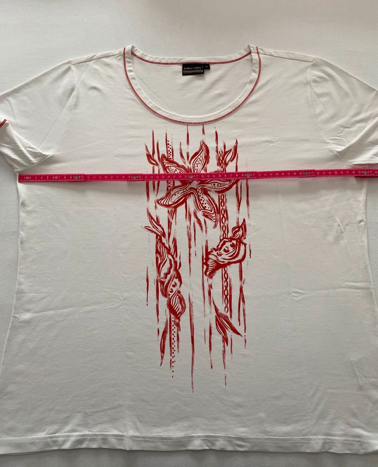 Damen T-Shirt, Canyon, Gr. 48, weiß mit rotem Aufdruck in Ensdorf