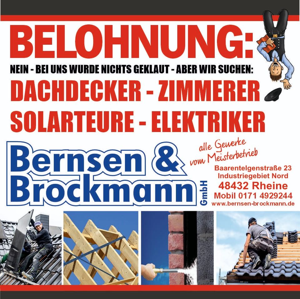 Dachdecker - Solarteure - Elektriker - Handwerker Gesucht in Rheine