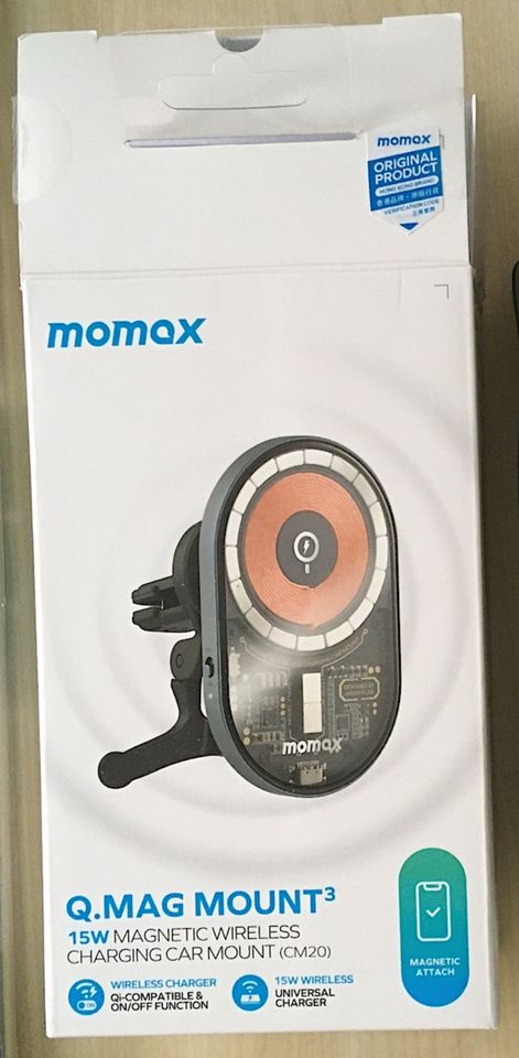 Momax Q.Mag Mount 3 – Handy-Halter und Qi-Lader für's Auto in Mering