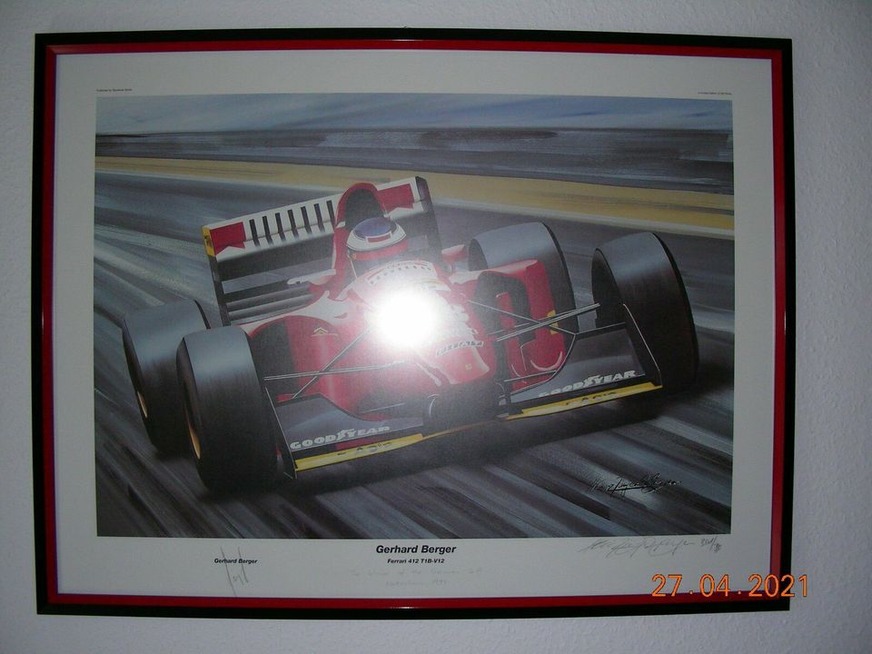 Kunstdruck limitiert 350 Autogramm Gerhard Berger- Ferrari  F1 in Burgwedel