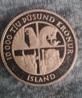 Island 10.000 Kronur 1974 1100. Jahrestag Wikinger gold Goldmünze Hessen - Hanau Vorschau