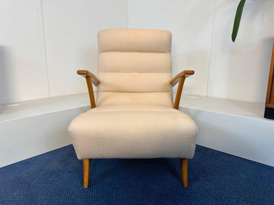 REDUZIERT ! Mid Century LOUNGE CHAIR Armchair BOUCLÉ BEZUG in Centrum