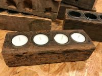 Kerzenhalter Holz Teelichthalter antik shabby 4er Niedersachsen - Wiesmoor Vorschau