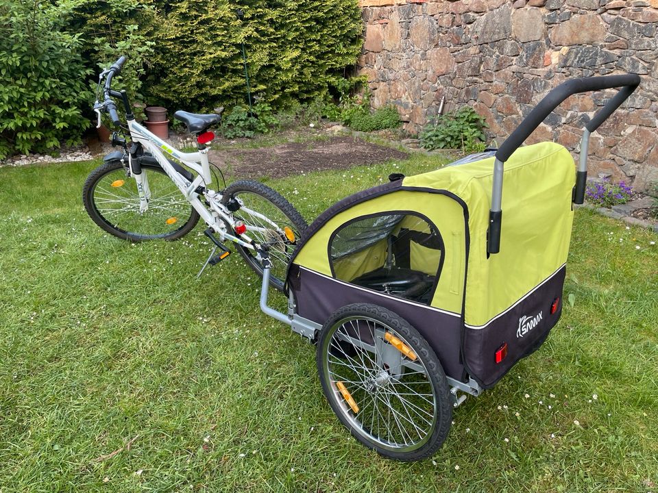 Fahrrad M-tec 26Zoll mit Anhänger für bis zu 2 Kinder in Naunhof